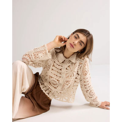 Summum Short Crochet Cardigan - Ivory