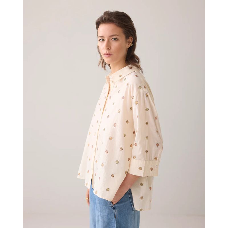 Summum Bluse Med Blomster - Ivory