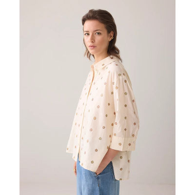 Summum Bluse Med Blomster - Ivory