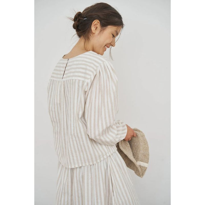 Care By Me Cecilie Bluse - Nature / White Stripe