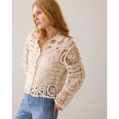 Summum Short Crochet Cardigan - Ivory
