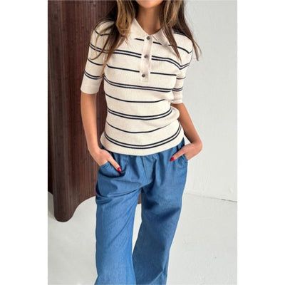 Continue Eva Polo Shirt - Sand / Navy