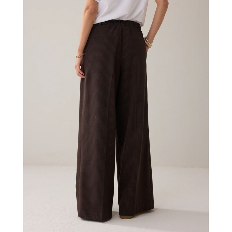 Summum Pinstripe Wide-leg Bukser - Dark Chocolate