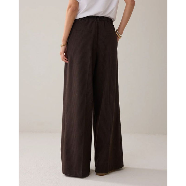 Summum Pinstripe Wide-leg Bukser - Dark Chocolate