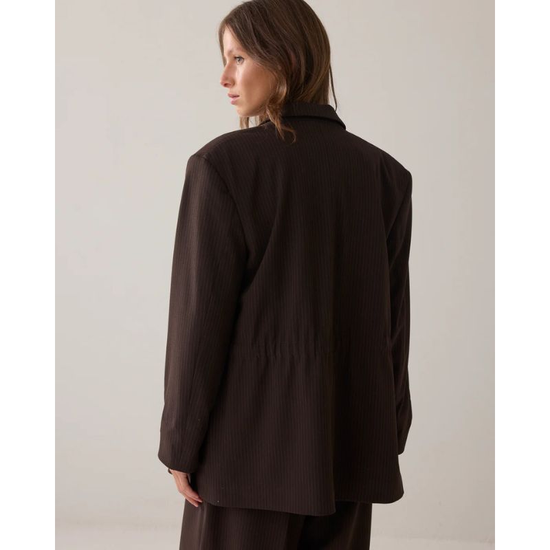 Summum Pinstripe Blazer - Dark Chocolate
