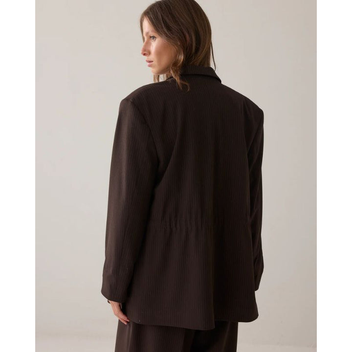 Summum Pinstripe Blazer - Dark Chocolate