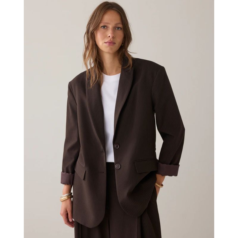 Summum Pinstripe Blazer - Dark Chocolate