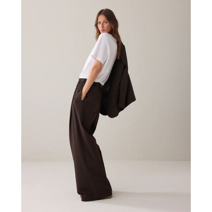 Summum Pinstripe Wide-leg Bukser - Dark Chocolate