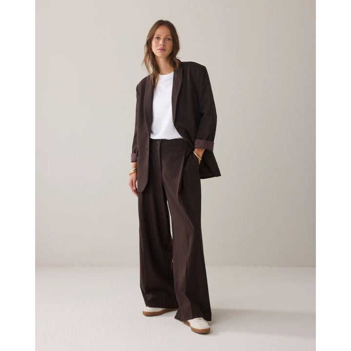 Summum Pinstripe Blazer - Dark Chocolate