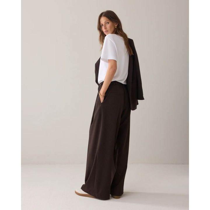 Summum Pinstripe Wide-leg Bukser - Dark Chocolate