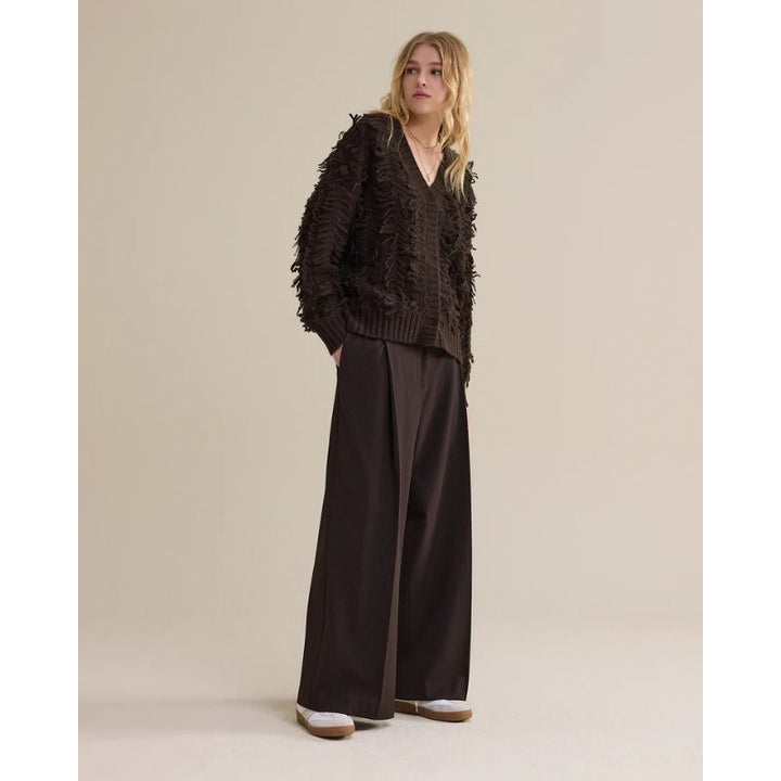 Summum Pinstripe Wide-leg Bukser - Dark Chocolate