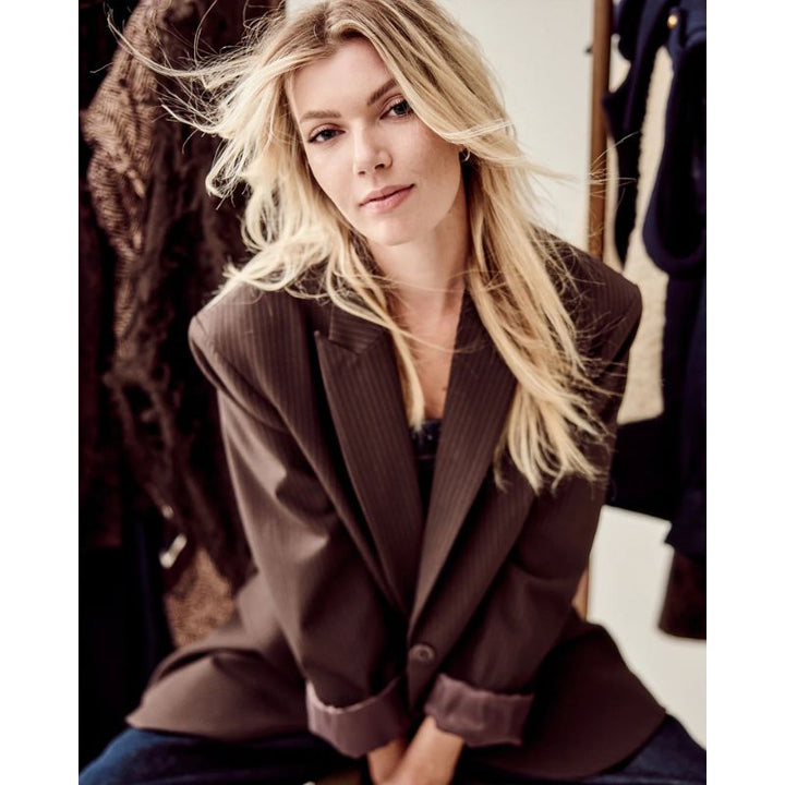 Summum Pinstripe Blazer - Dark Chocolate