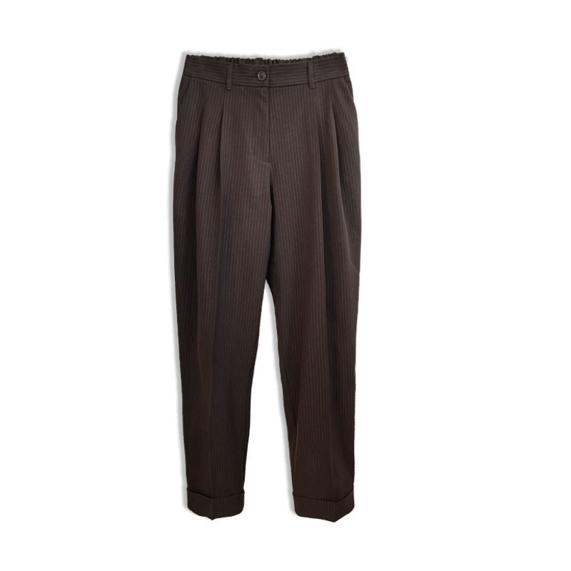 Summum Fitted Pinstripe Bukser - Dark Chocolate