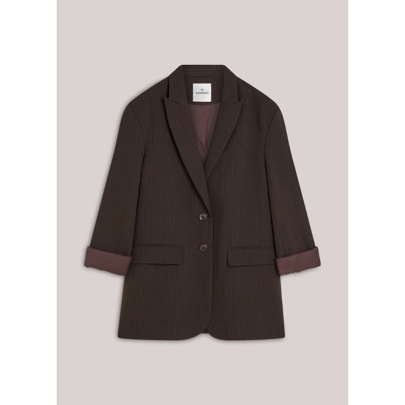 Summum Pinstripe Blazer - Dark Chocolate