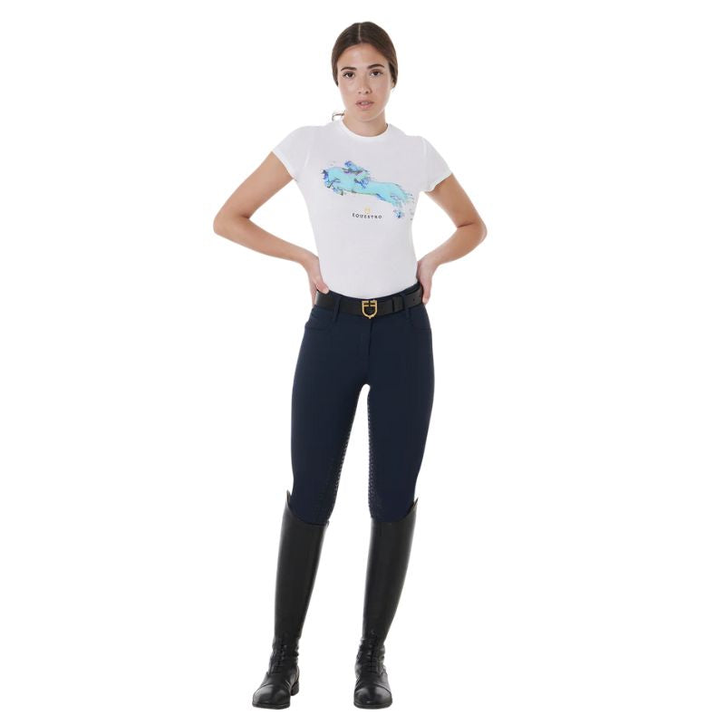 Equestro Hig Waist Full Grip Ridebukser - Navy