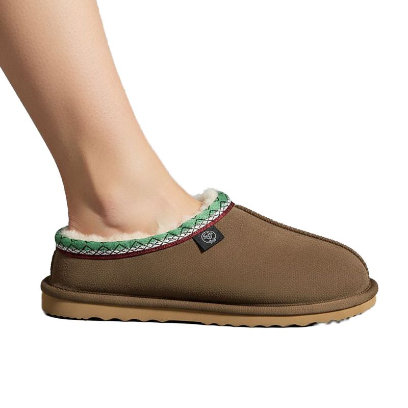 C2E Lucca Sheep Leather Slippers - Chocolata