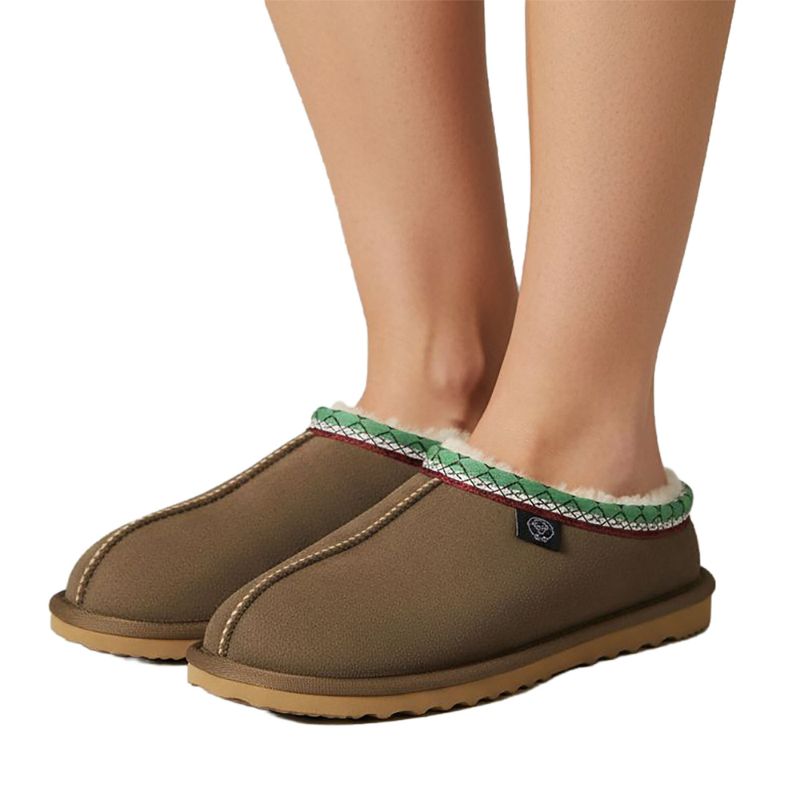 C2E Lucca Sheep Leather Slippers - Chocolata