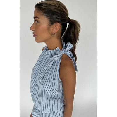Continue Top Liva Poplin Stripe - Blå