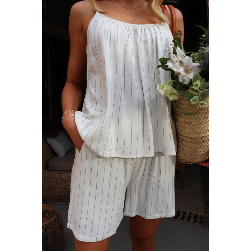 Liberte Neo Strap Top - Nature Pinstripe