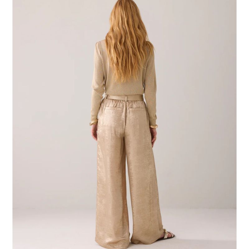 Summum Metallic Wide Bukser - Beige