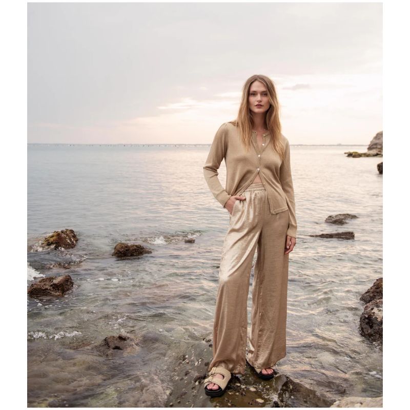 Summum Metallic Wide Bukser - Beige