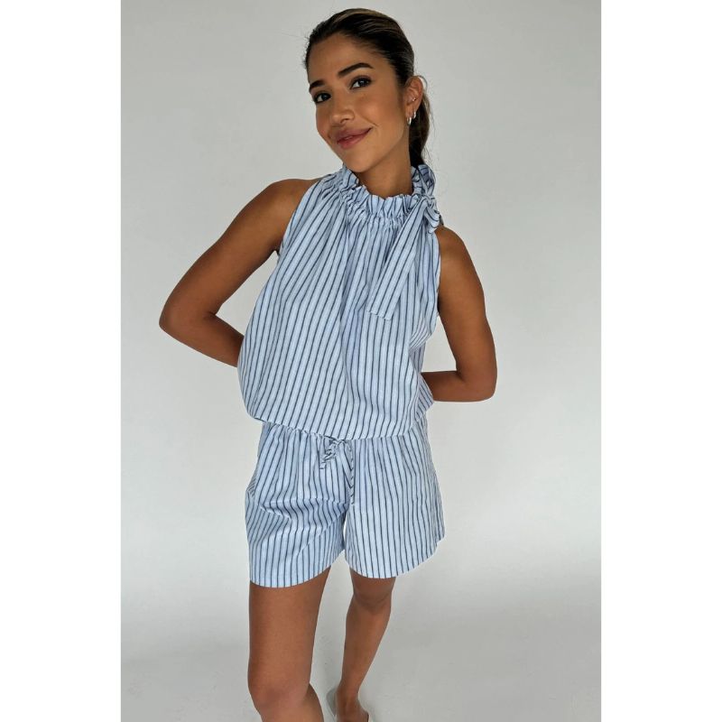 Continue Top Liva Poplin Stripe - Blå