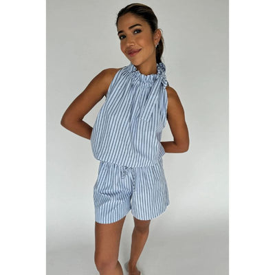 Continue Top Liva Poplin Stripe - Blå