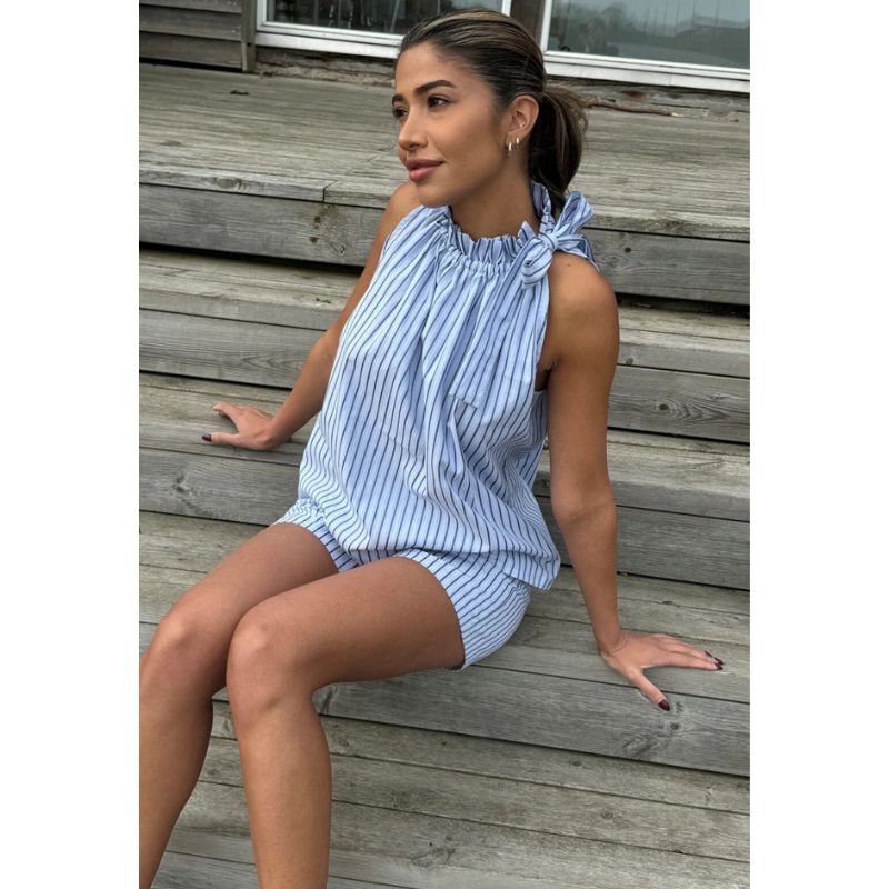 Continue Top Liva Poplin Stripe - Blå