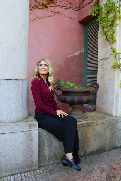 EA LS WRAP BLOUSE - BORDEAUX