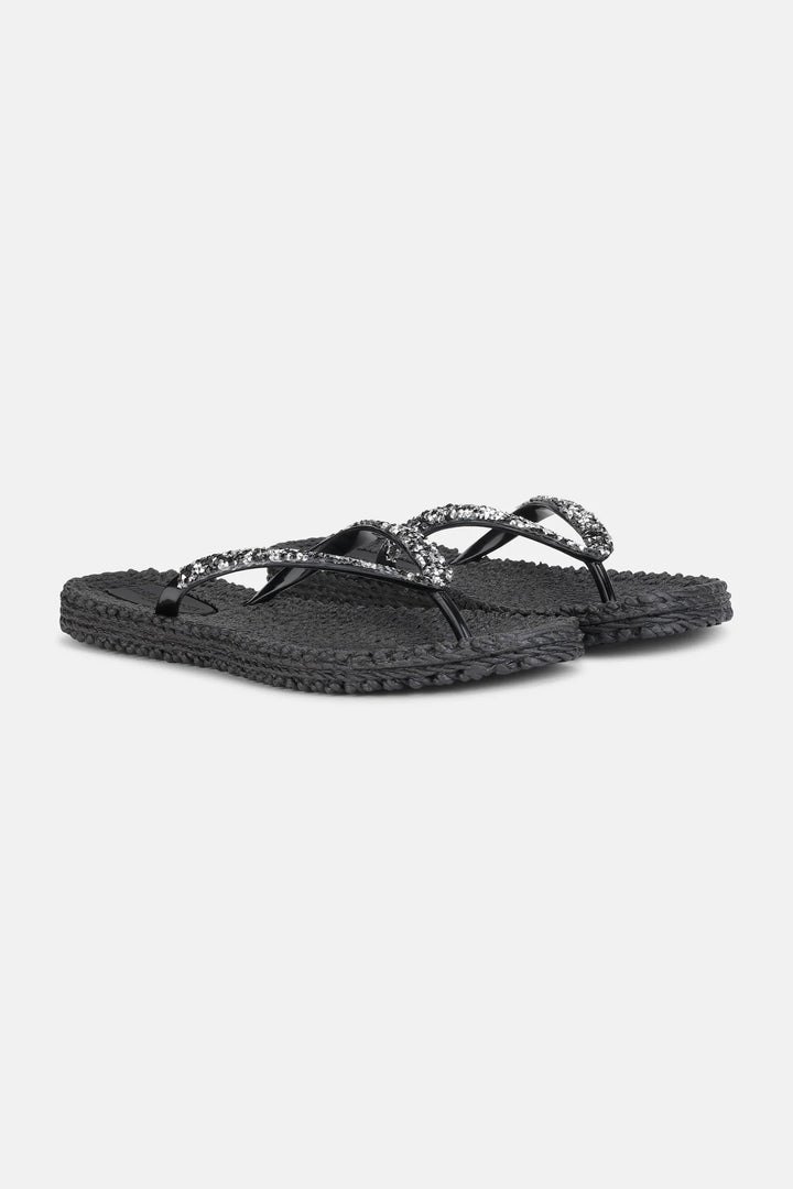 Flip Flop With Rhinestones - Black