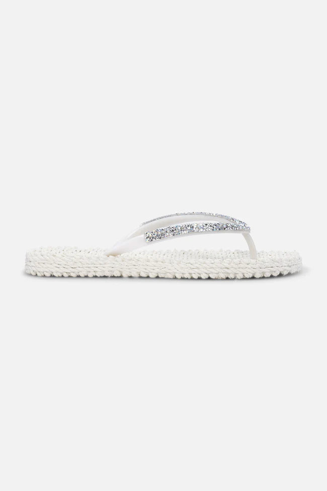 Flip Flop With Rhinestones - Creme