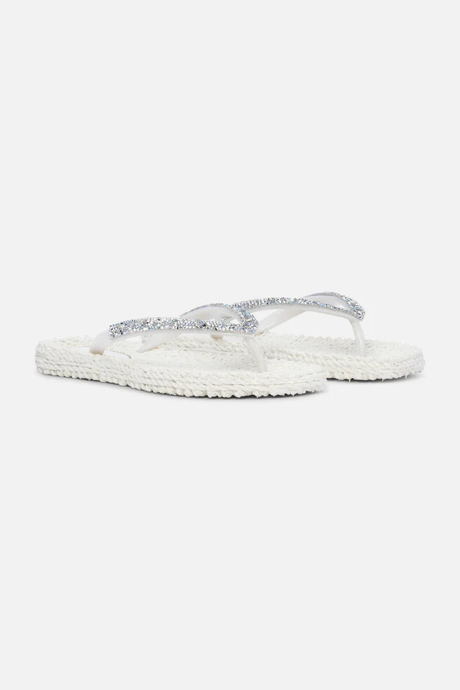 Flip Flop With Rhinestones - Creme