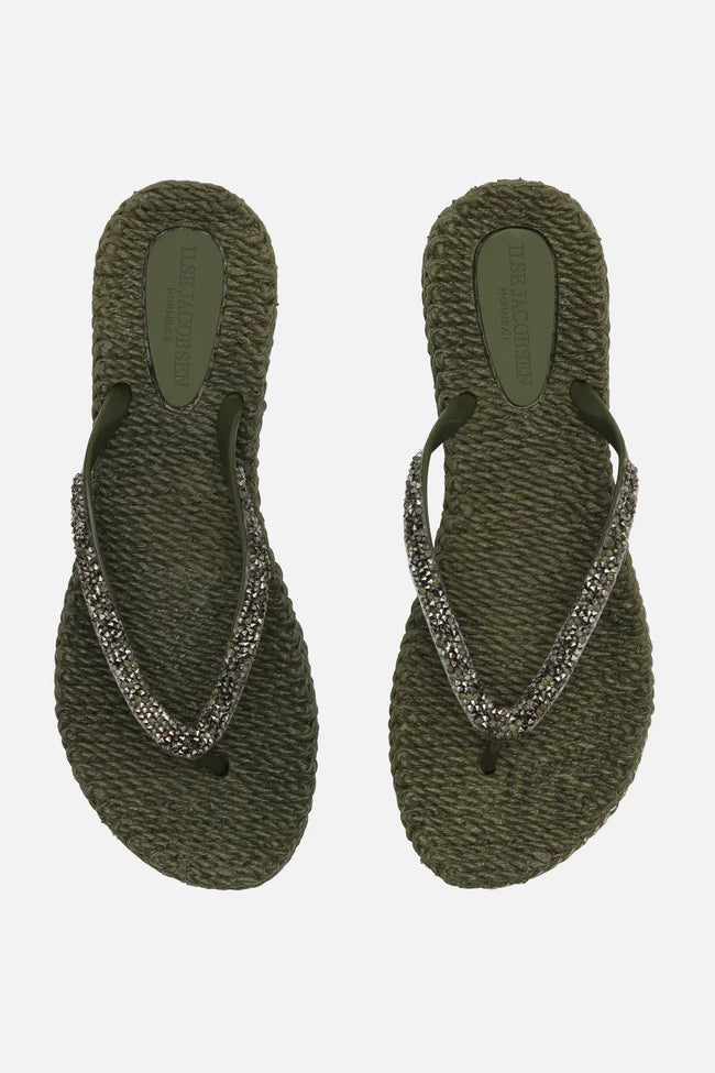 Flip Flop With Rhinestones - Army