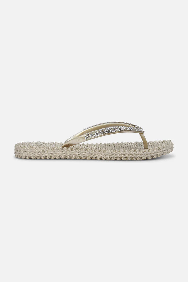 Flip Flop With Rhinestones - Platin
