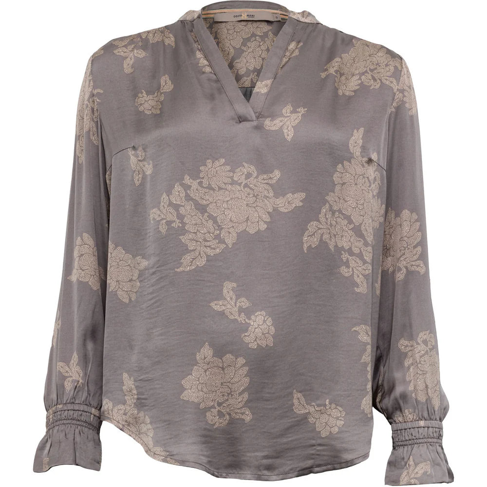 Costamani Flower Shirt - Grå / Sand, skjorte, tøj, 