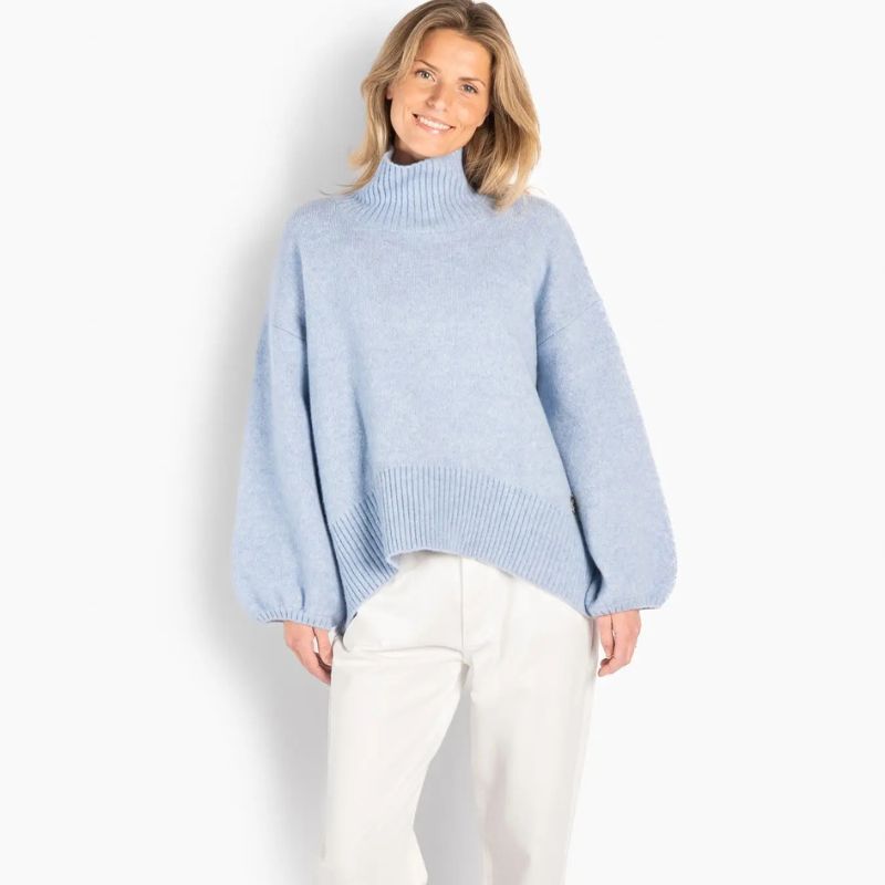 HÉST FAM Patch  Sweater - Lyseblå