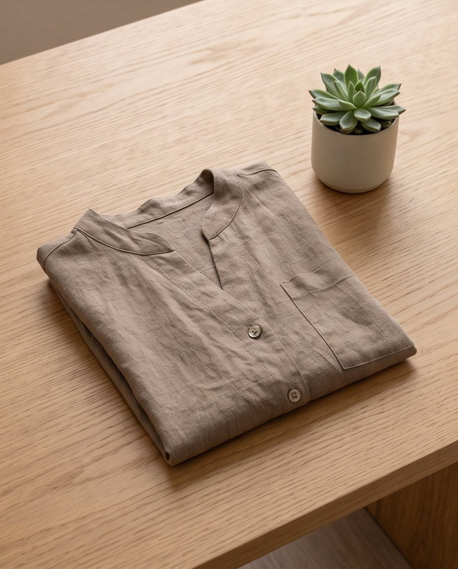 Thing Hør Skjorte T-shirt - Gråbrun