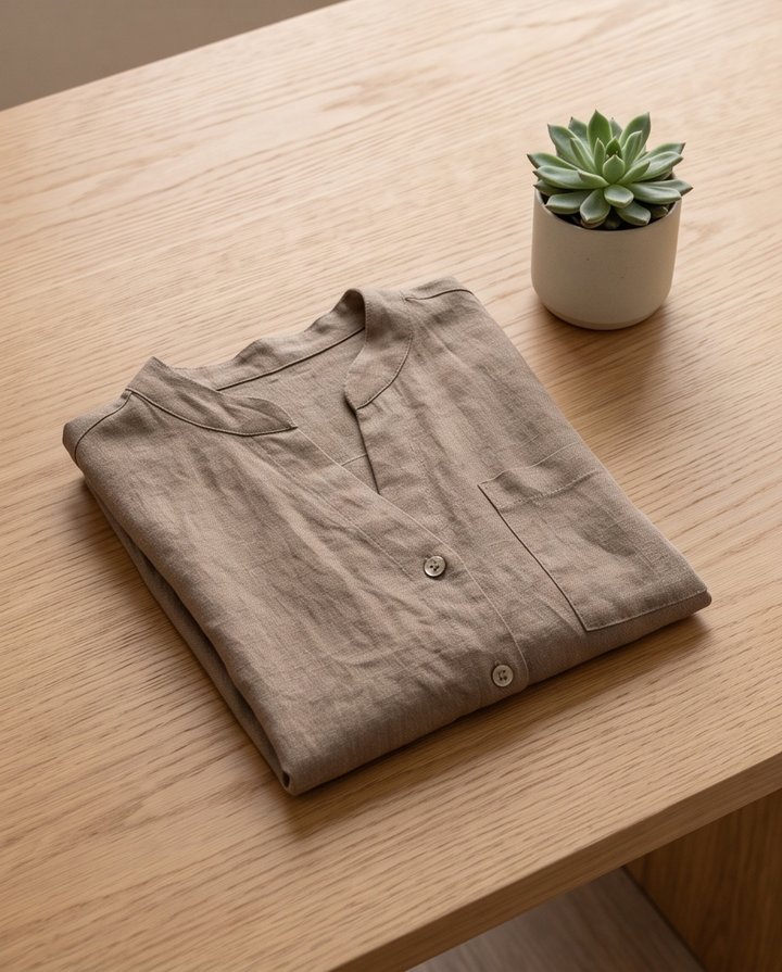 Thing Hør Skjorte T-shirt - Gråbrun