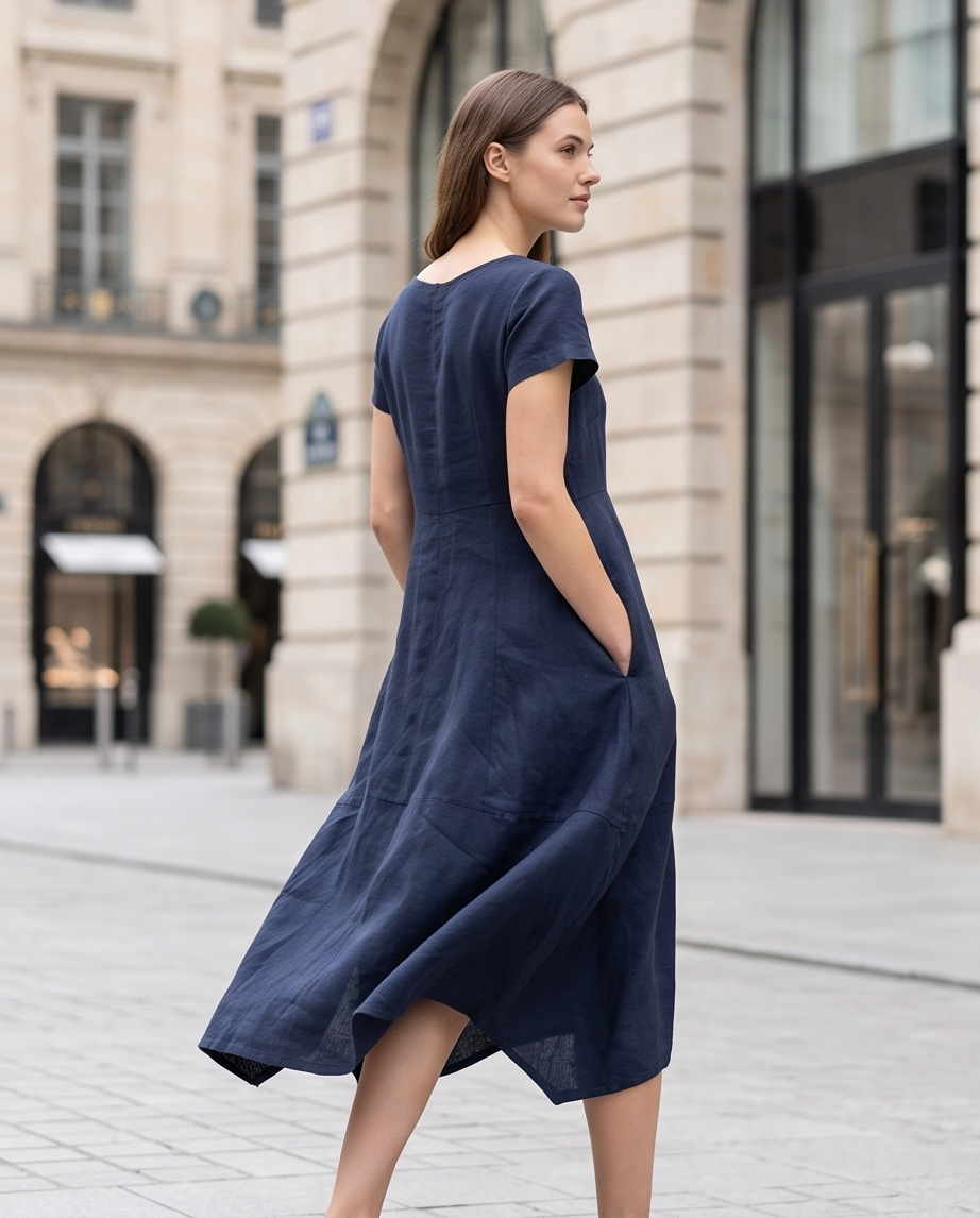 Thing Hør Kortærmet Kjole - Navy