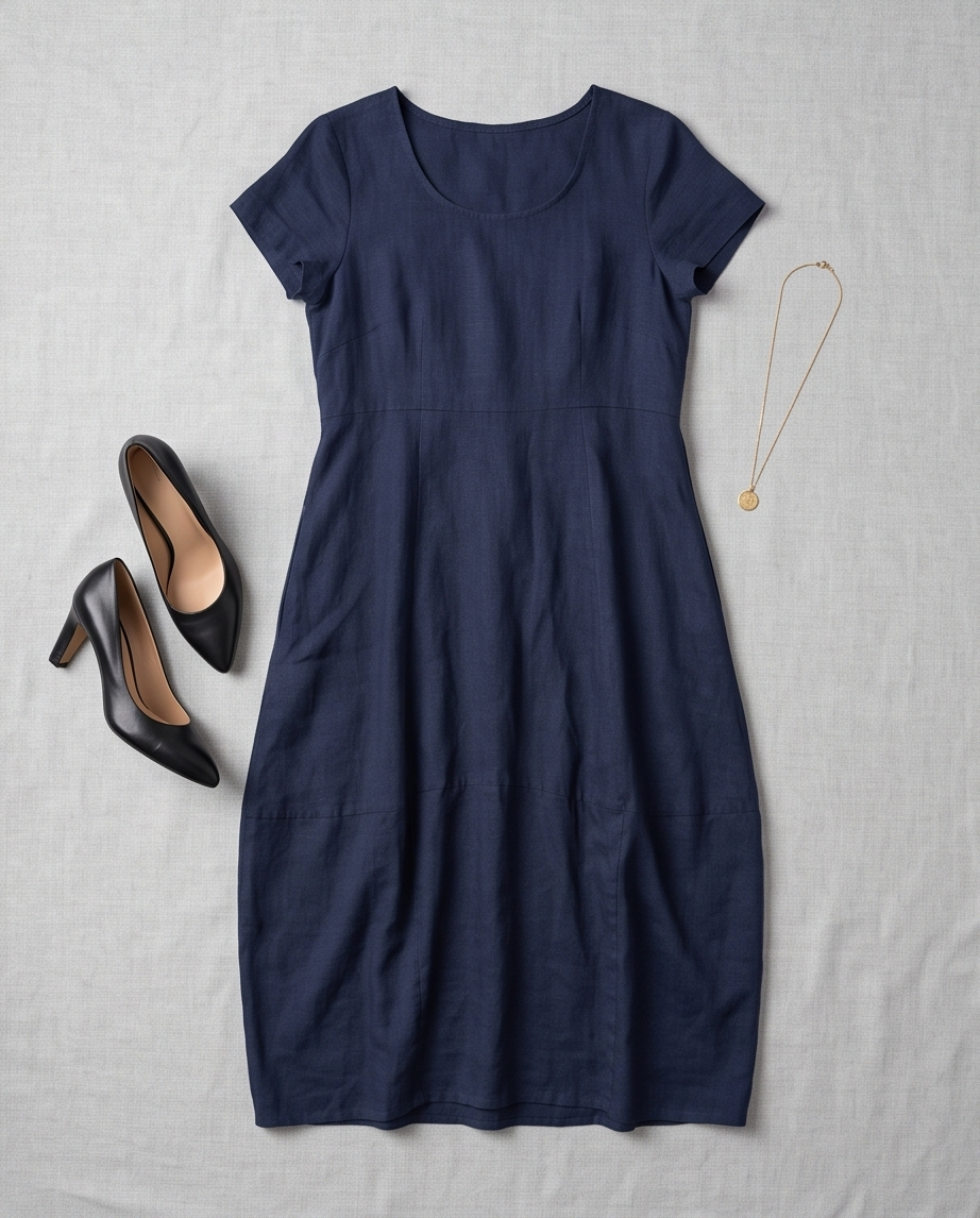 Thing Hør Kortærmet Kjole - Navy