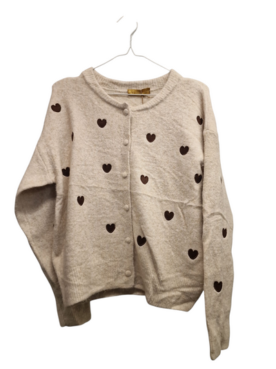 Boho Love beige heart cardigan