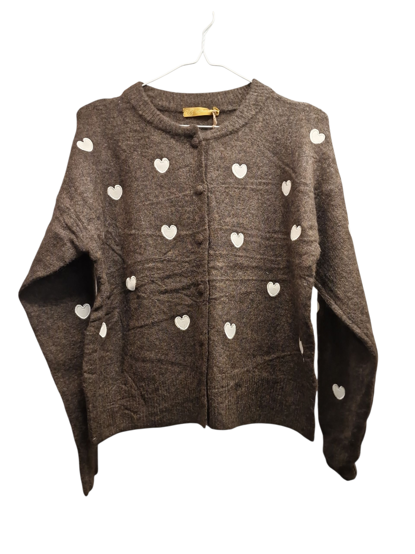 Boho Love brown heart cardigan