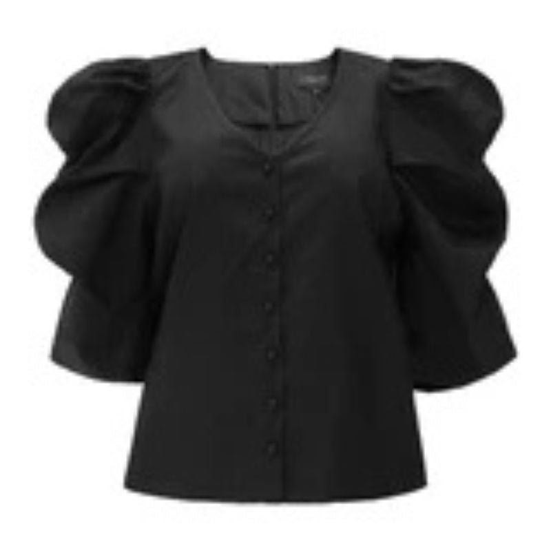 Libertè- Winnie V Button Bluse - Sort