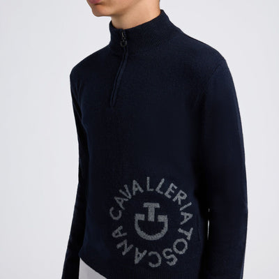 CT Half Zip Kashmir - Navy, ridetrøje, ridebluse, ct ridebluse, ct ridetrøje, cavalleria toscana ridetrøje, cavalleria toscana ridebluse, rideudstyr,