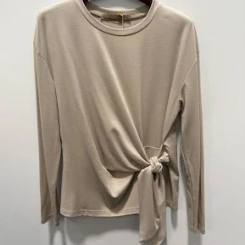 Marta - Bluse med knude - Beige