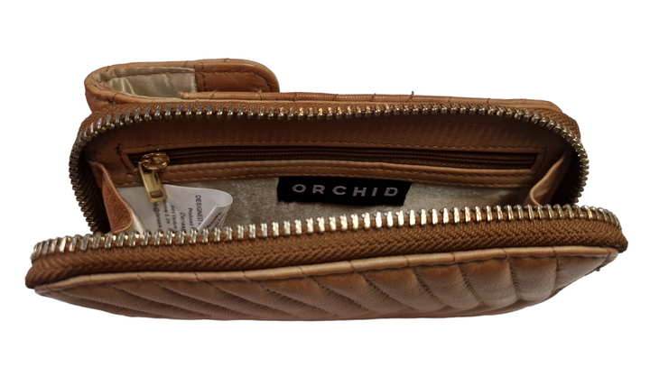 Orchid taske - Cognac w Guld