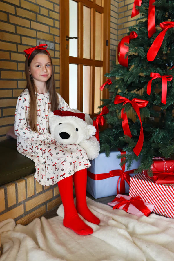 ALMA-DRESS (KIDS) - RED BOW CREME