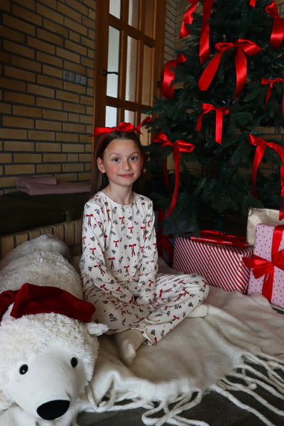 ALMA-LS-TSHIRT-KIDS - Red bow creme