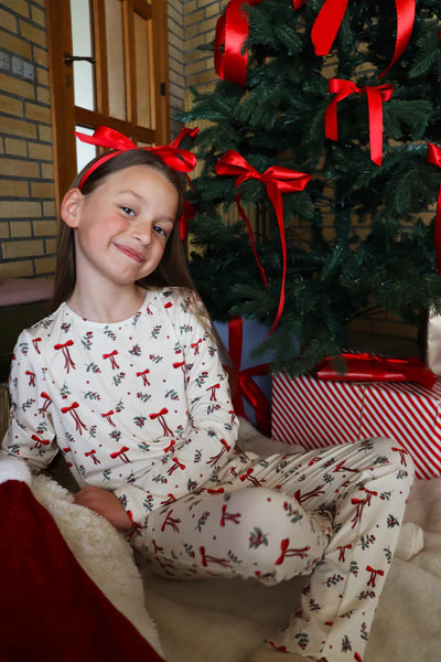 ALMA-LS-TSHIRT-KIDS - Red bow creme