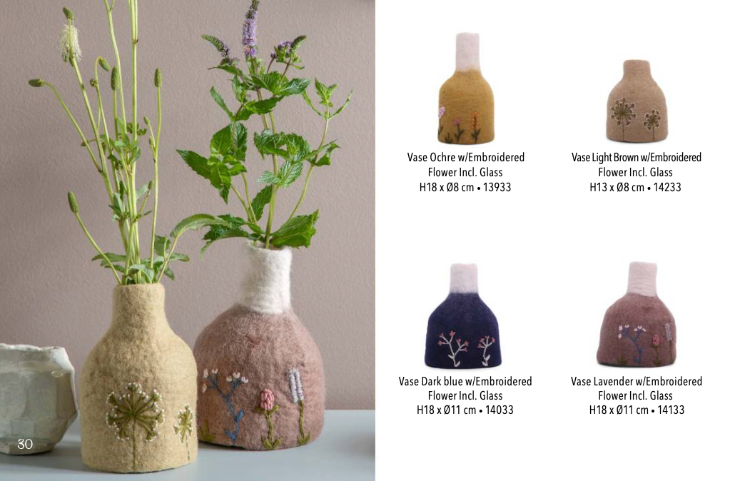 Vase m/ blomster - okker